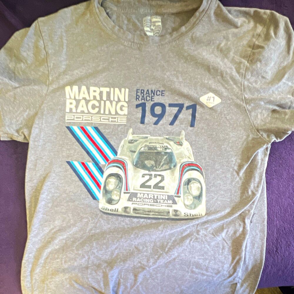 Porsche Porsche 917 KH Le Mans 1971 Martini Racing Mens Gray XS T-Shirt Limited